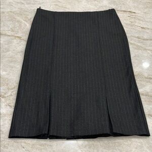 United Colors of Benetton | Kick Pleat Pencil Skirt | Charcoal Pinstripe | 4